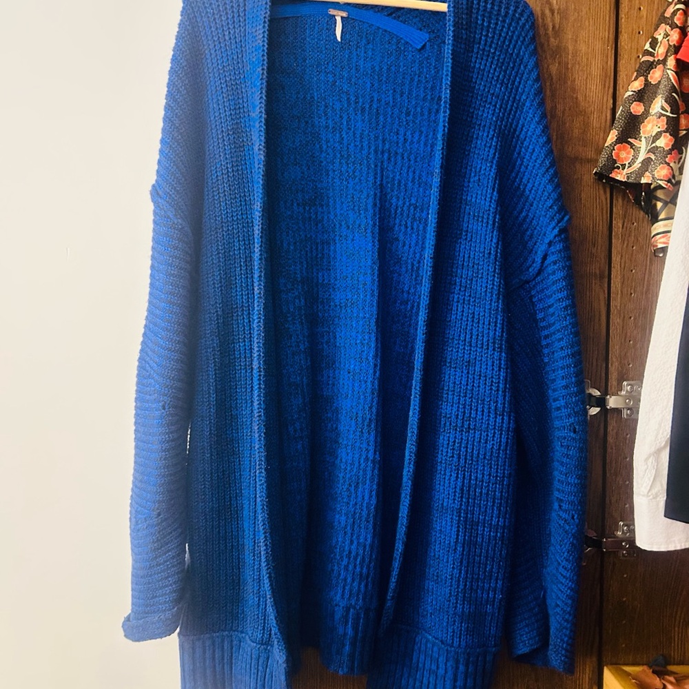 Free People Open-Front Royal Blue Cardigan Sweater